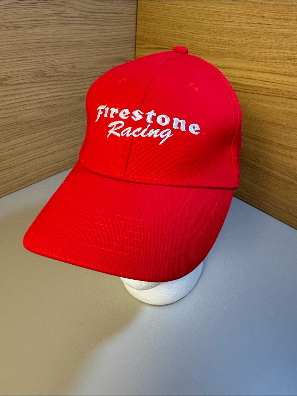 Firestone Racing F1 driver’s cap in red w/ adjustable strap NWOT